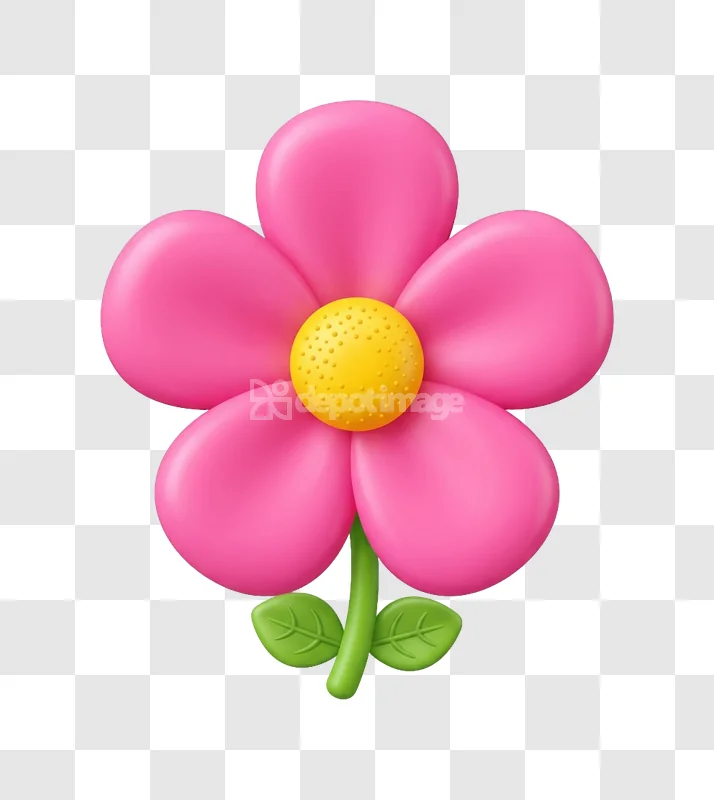 Pink Yellow 3d Cartoon Flower Symbol Icon