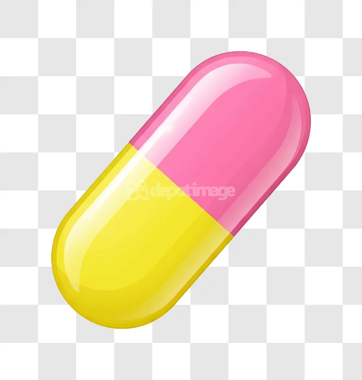 Pink Yellow Two Tone Capsule Pill