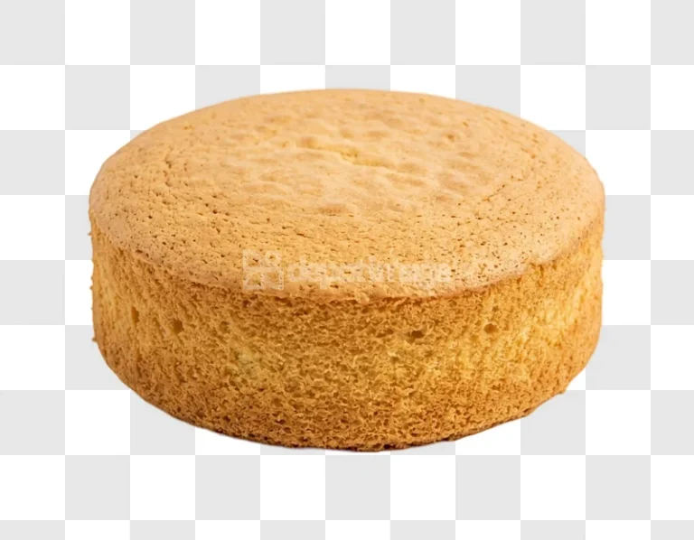 Plain Sponge Cake Round golden brown texture isolated