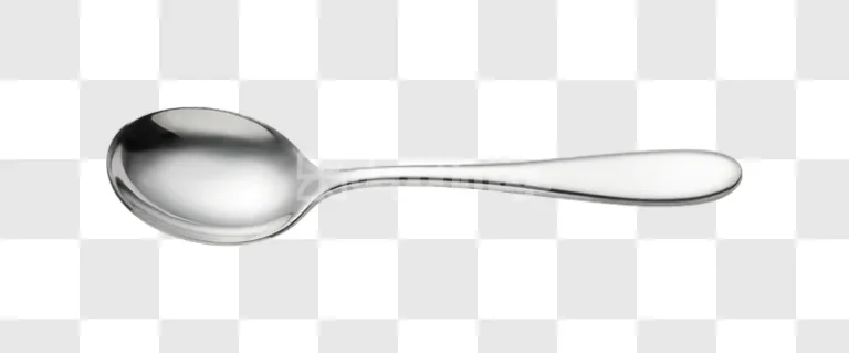 Polished Silver Spoon on White Surface