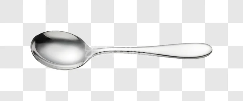 Polished Silver Spoon on White Surface shiny metallic reflective isolated