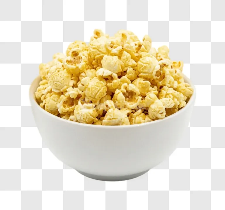Popcorn Bowl Caramel full white bowl golden kernels