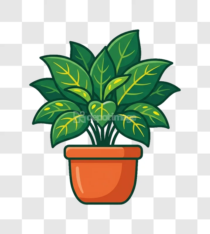 Potted Houseplant Green Leaves Vector