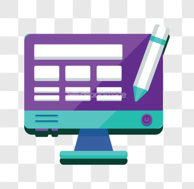 Purple Computer Monitor Design Pencil Icon