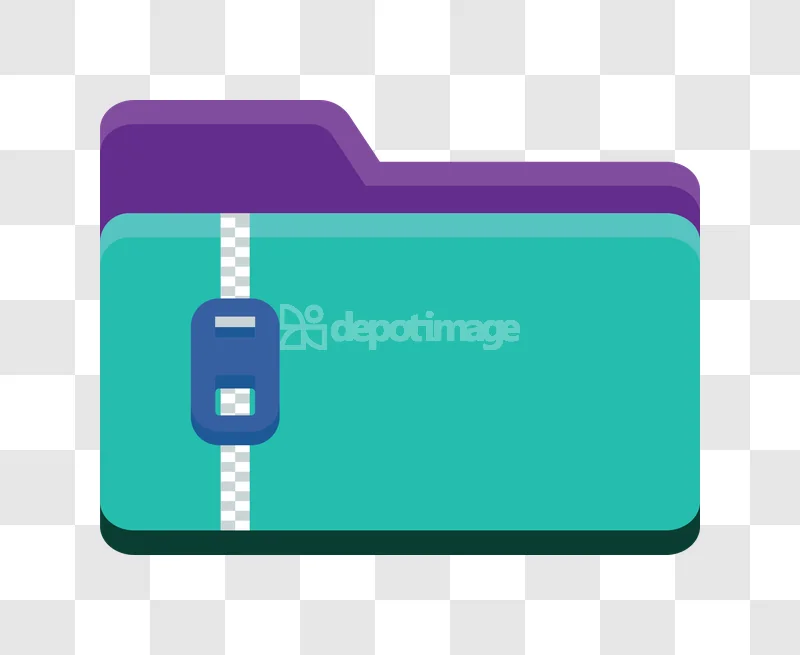 Purple Teal Zip Folder Flat Icon modern design transparent background