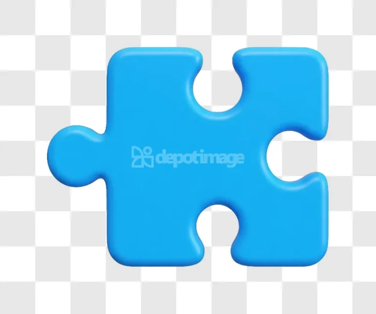 Puzzle Piece Blue Connection 3d Icon, vibrant blue 3D render