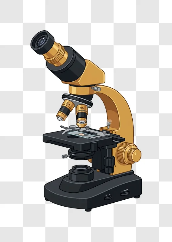 Realistic Gold Black Microscope Science Lab Equipment