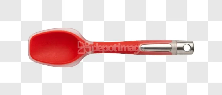 Red and Silver Kitchen Spoon Close up