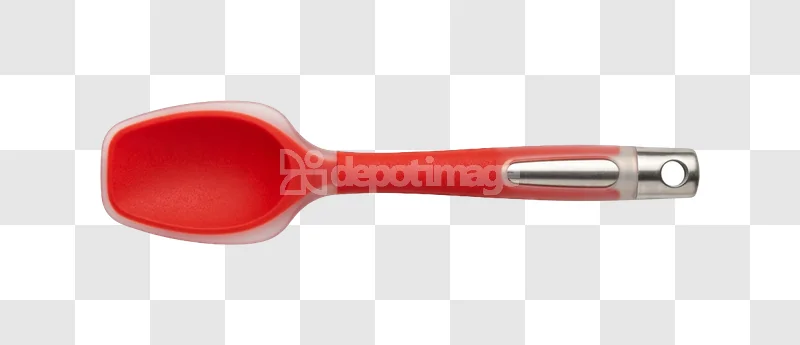 Red and Silver Kitchen Spoon Close up red silver utensil transparent background