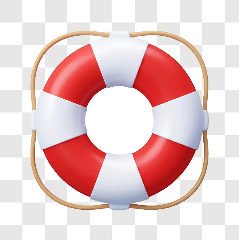 Red and White Rescue Lifebuoy 3d Safety Symbol 3d render transparent background