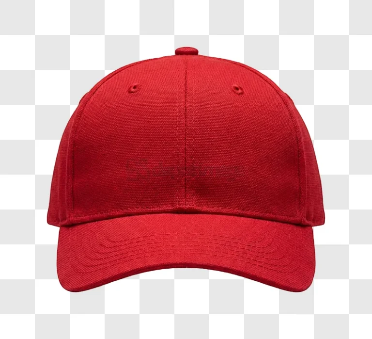 Red Baseball Cap front view textured fabric