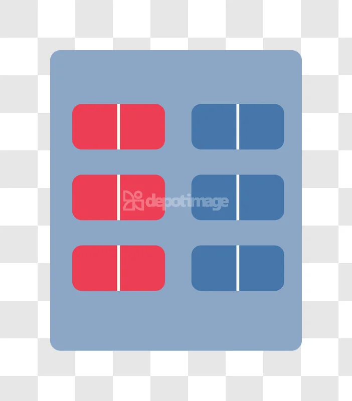 Red Blue Capsule Pills Medication Illustration flat design blue background