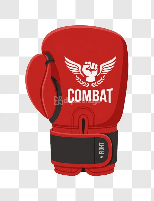 Red Boxing Glove Fist Wings Combat Logo