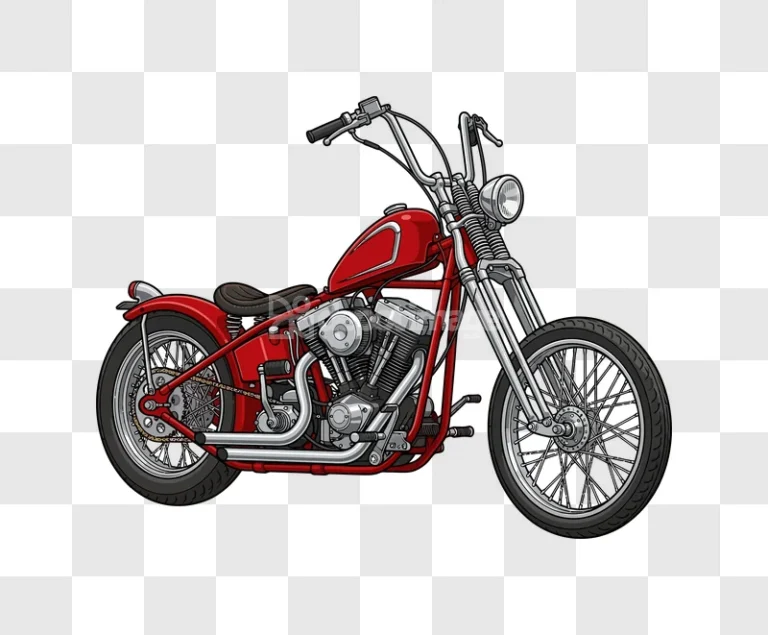 Red Chopper Motorcycle Vector Illustration detailed red bike black background
