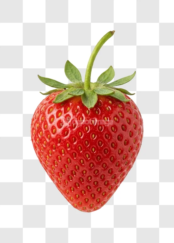 Red Fresh Strawberry Green Stem