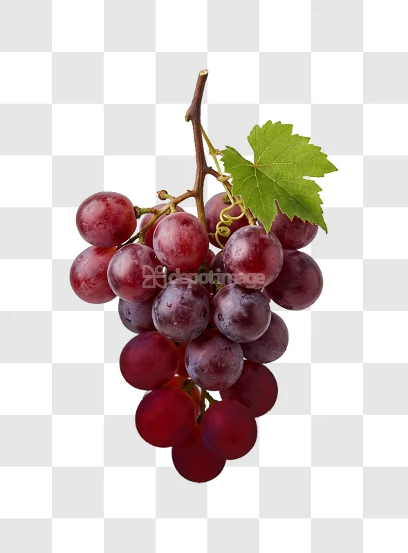 Red Grapes With Leaf transparent background vibrant red fruit
