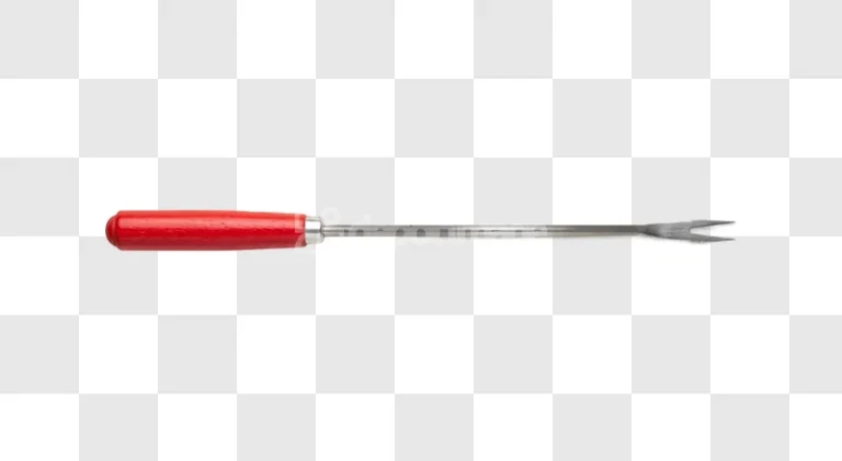 Red Handle Silver Metal Tool Close up isolated on black background