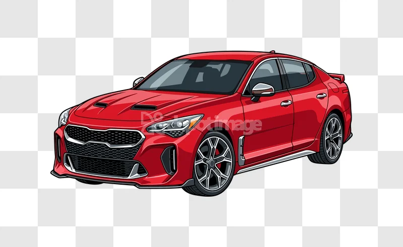 Red Kia Stinger Car Full View red sports sedan transparent background
