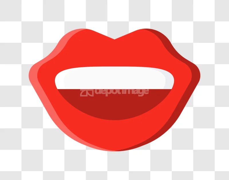Red Lips Opened Tongue Flat Icon vibrant red mouth cartoon