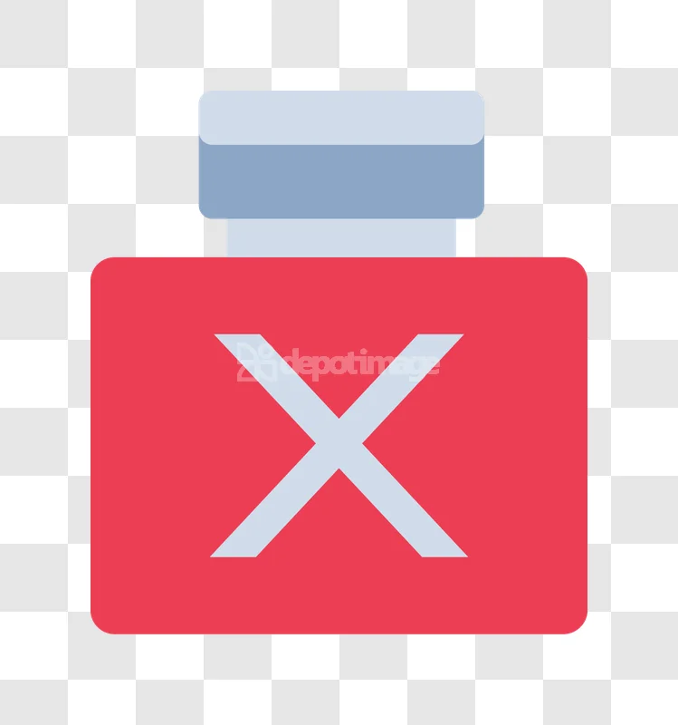Red Medicine Bottle With X Symbol flat icon red blue