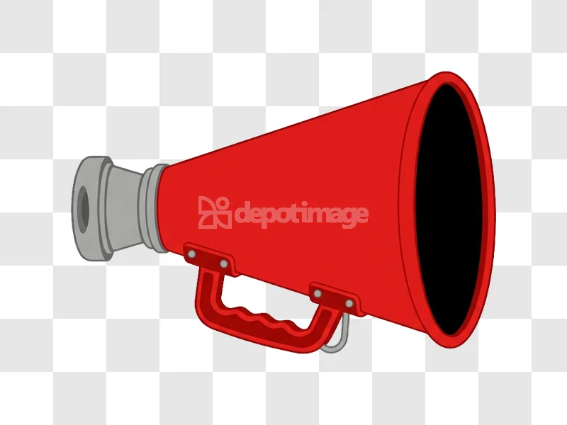 Red Megaphone Loudspeaker Communication Device flat graphic transparent background
