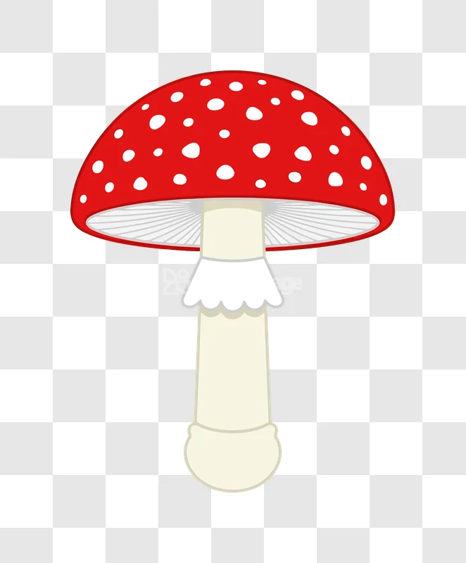 Red Mushroom With White Dots Illustration flat vector transparent background