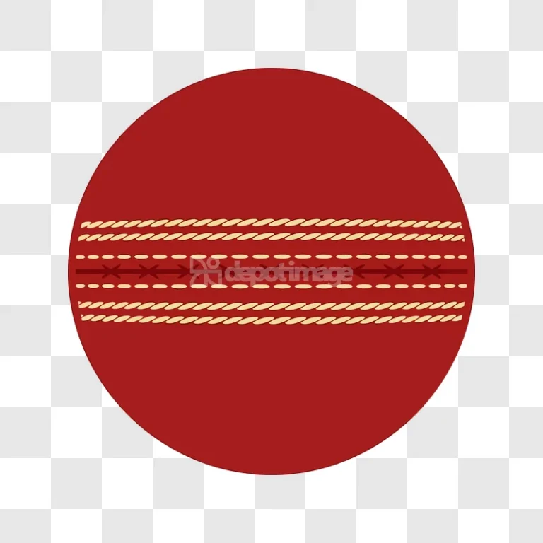 Red Oval With Decorative Embroidery Bands flat graphic with stitched patterns
