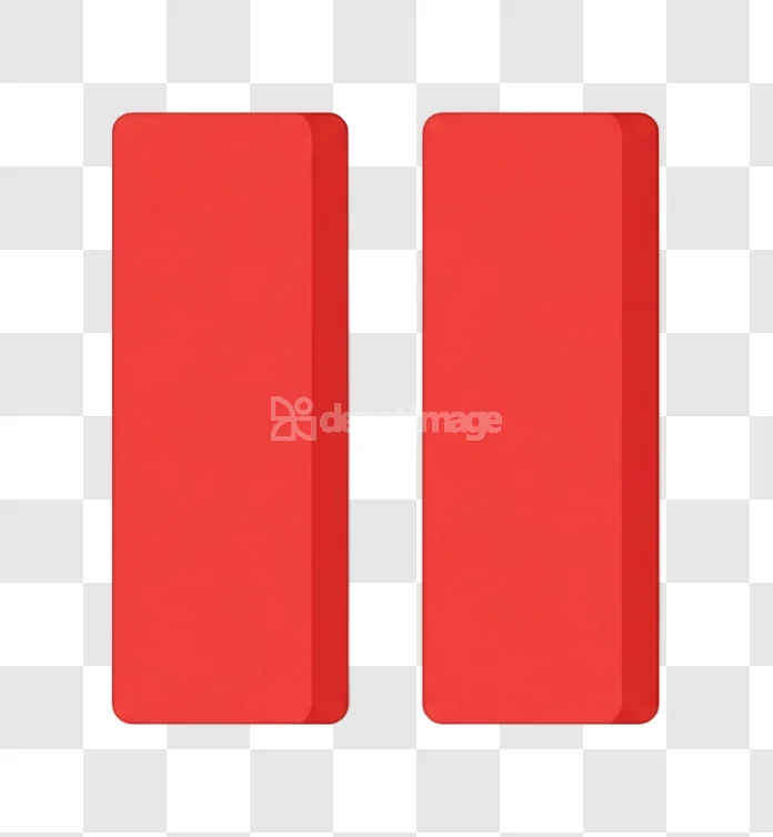 Red Pause Button Icon 3d Interface Symbol