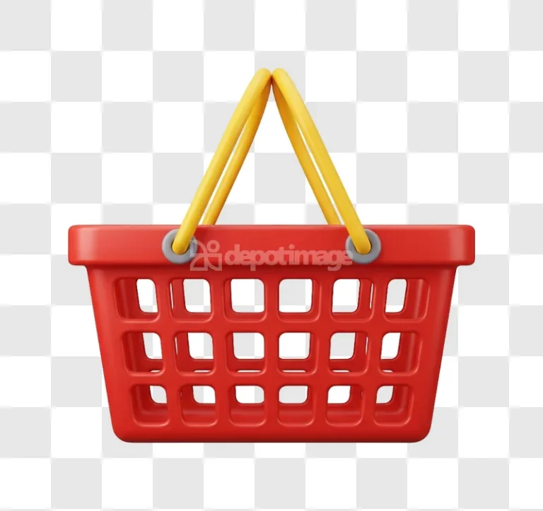 Red Shopping Basket 3d Icon Symbol