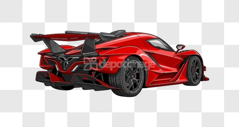 Red Sports Car Back View Stylish Design vector art black background