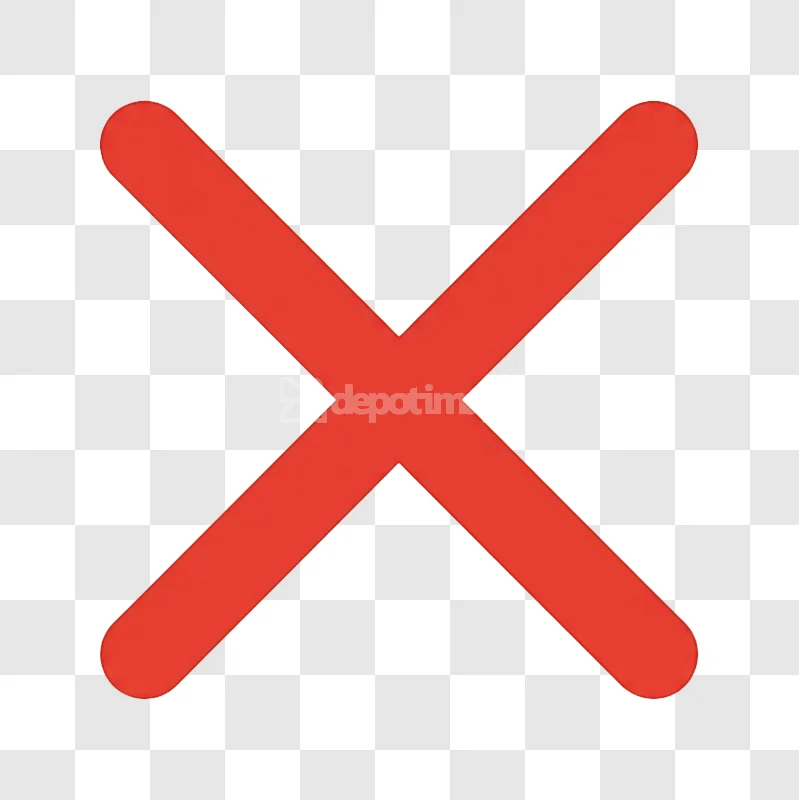 Red Thick Cross Mark Prohibition Symbol Icon bold red transparent background