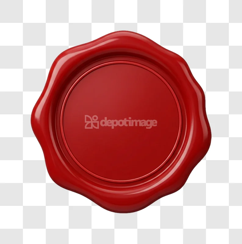 Red Wax Seal Shiny Circular Classic Symbol glossy red transparent background