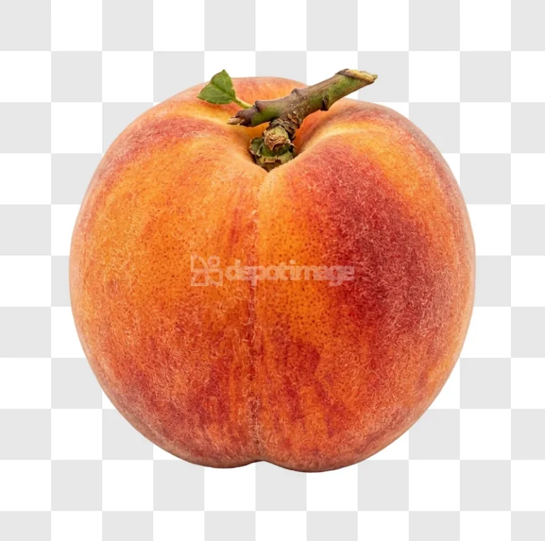 Ripe Peach With Stem vibrant orange red fuzzy texture