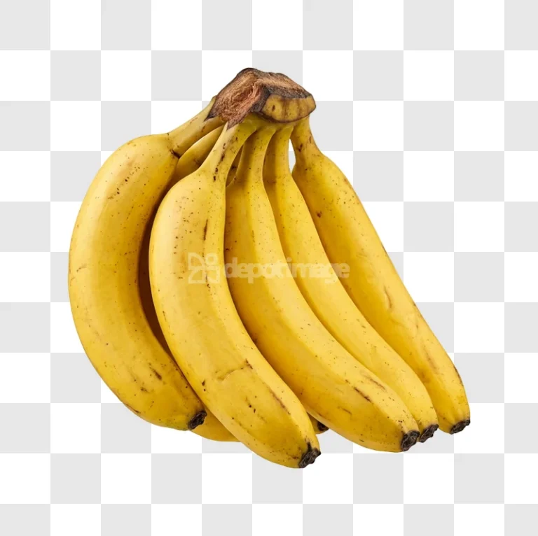 Ripe Yellow Banana Bunch, vibrant yellow fruit transparent background