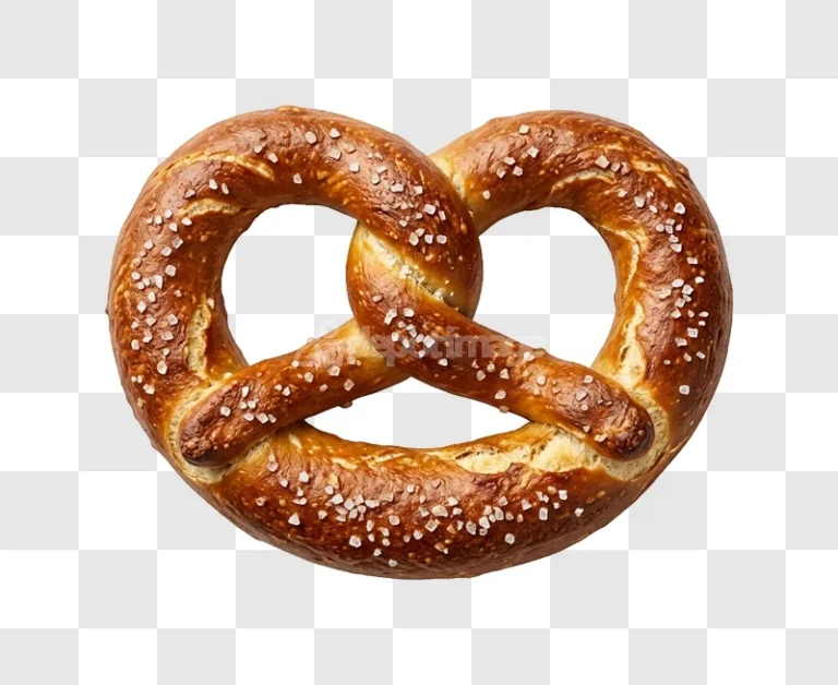 Salted Baked Soft Pretzel golden brown transparent background