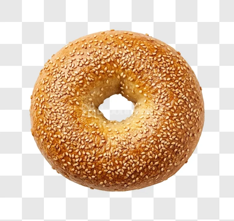 Sesame Seed Bagel Close up golden brown texture transparent background