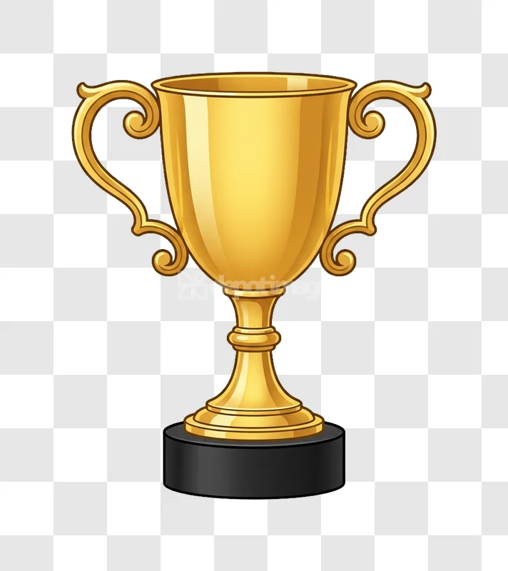 Shiny Golden Trophy Cup Award Decorated Handles