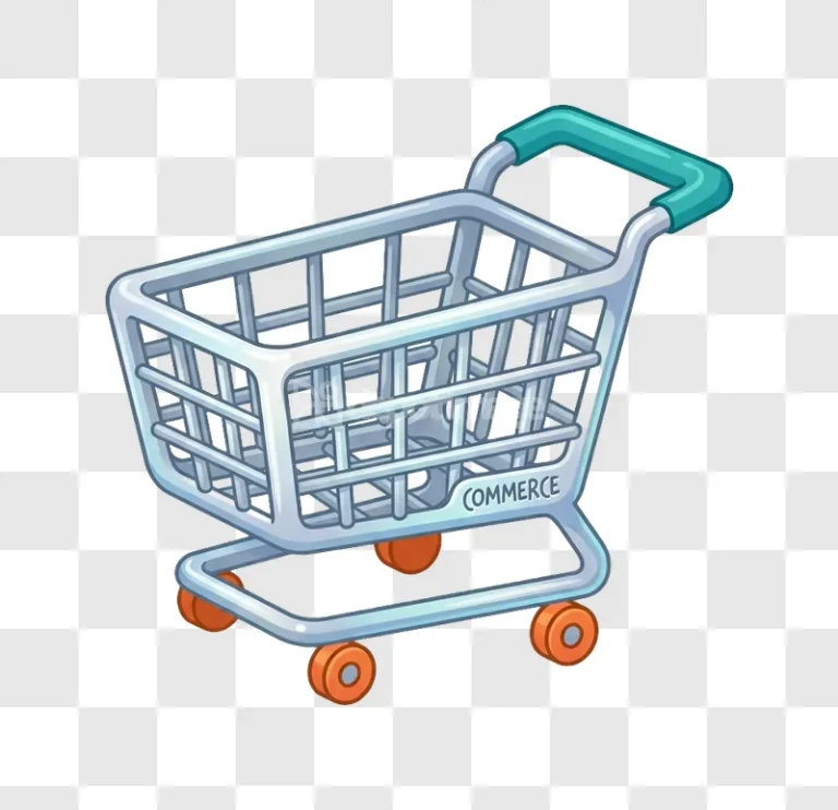 Silver Blue Shopping Cart Commerce Icon 3d