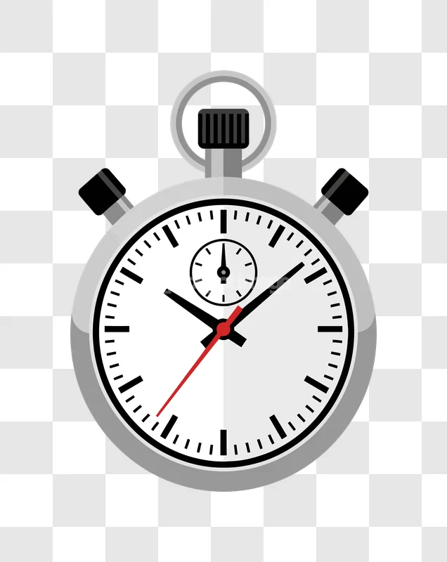 Silver Classic Stopwatch Timer Plain Icon flat design transparent background