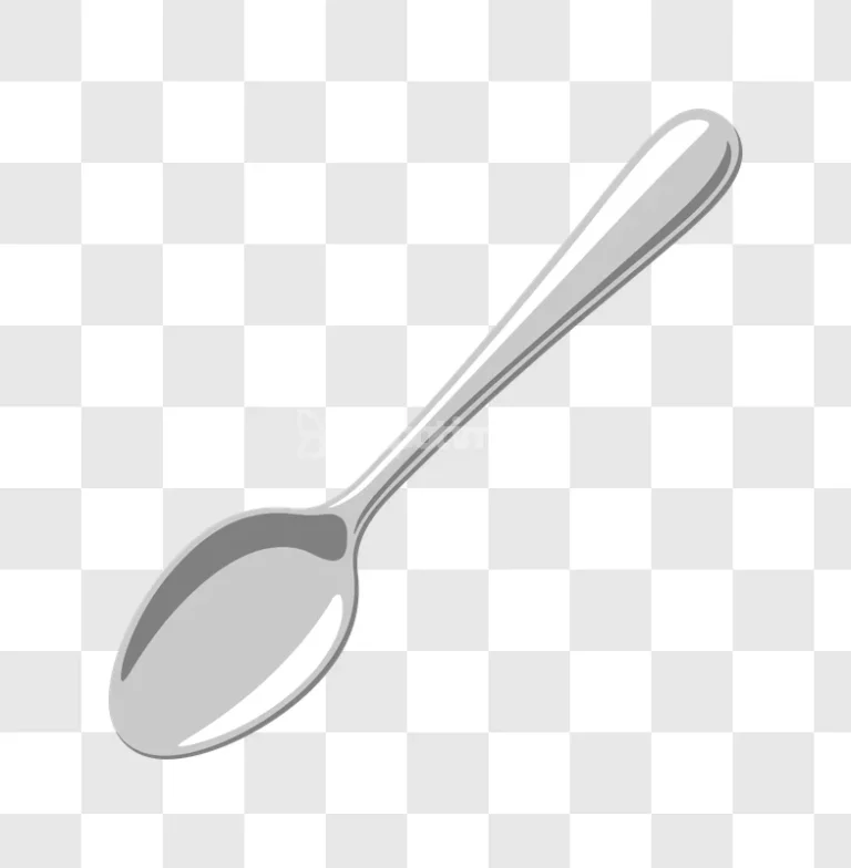 Silver Metal Spoon Facing Downward vector graphic transparent background