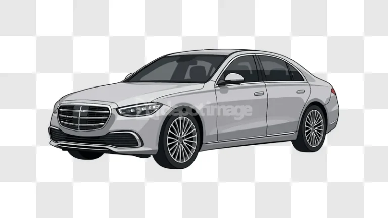 Silver Sedan Car Isolated light gray, modern style, transparent background