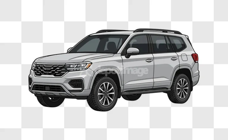 Silver Suv Front Side View Modern cartoon style light gray