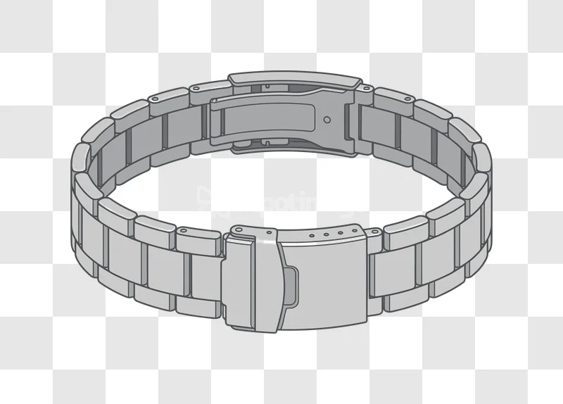 Silver Watch Bracelet With Clasps Outlined outlined vector illustration transparent background