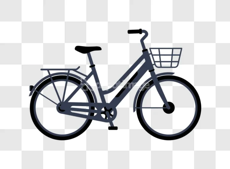 Simple Bicycle With Basket Illustration dark gray flat vector art