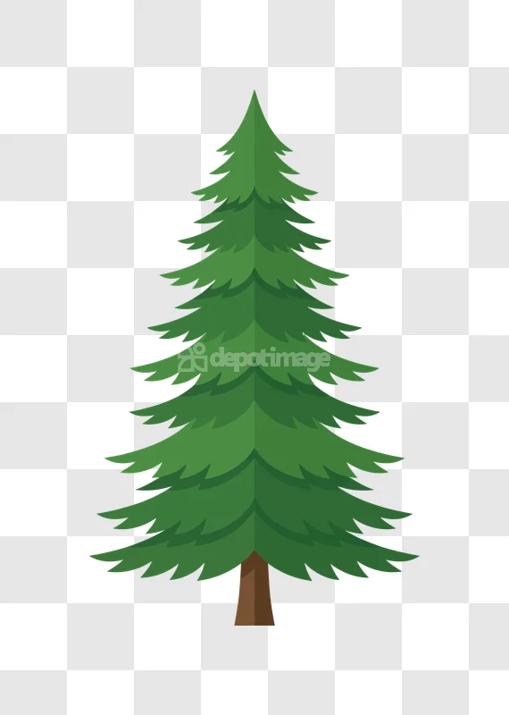 Simple Cartoon Evergreen Pine Tree Illustration