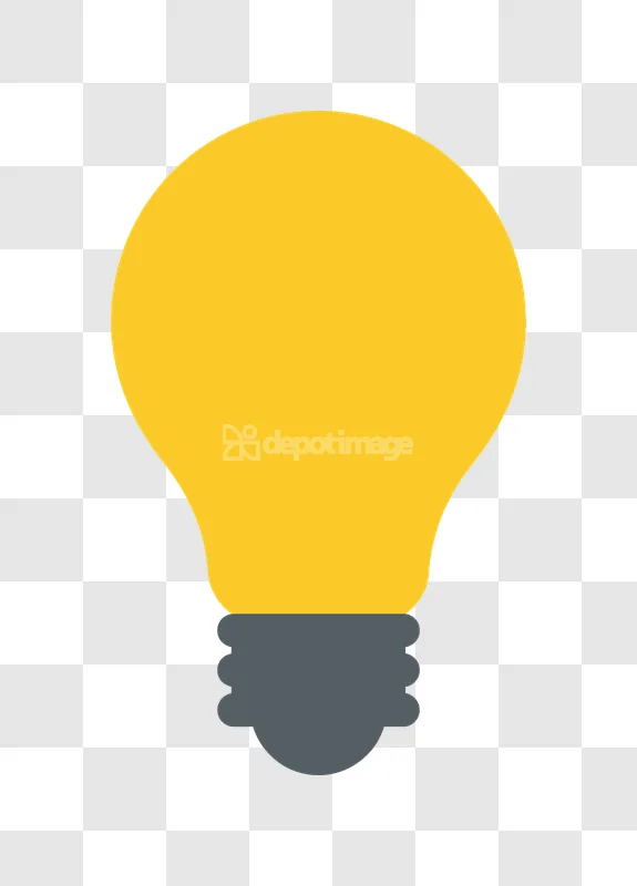 Simple Yellow Light Bulb Icon Idea flat design transparent background
