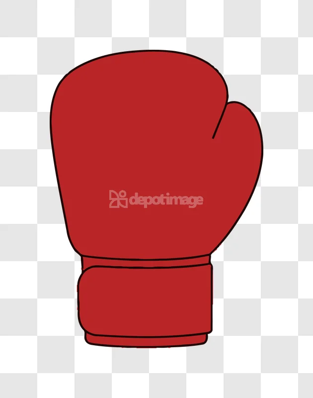Single Red Boxing Glove Cartoon Style simple line art black background