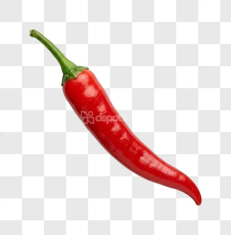 Single Red Chili Pepper Slight Angle vibrant red on black background