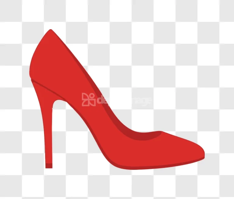 Single Red High Heel Shoe Isolated flat graphic red black background
