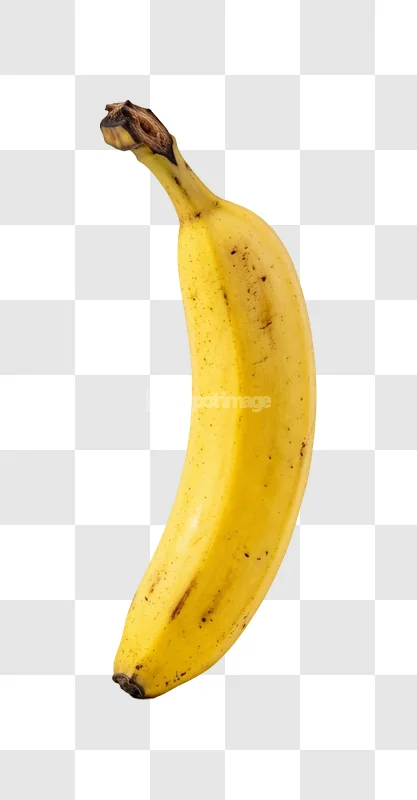 Single Ripe Yellow Banana Fruit yellow skin brown stem